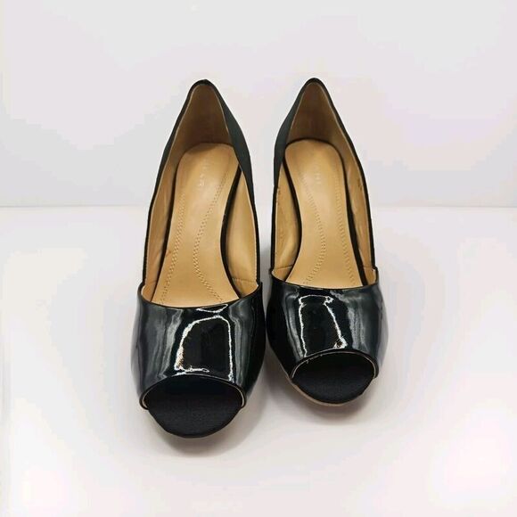 Tahari Patent Leather Open Square Toe Women's Size 8 Medium Shoes - 3 1/2" Heel - Picture 1 of 16